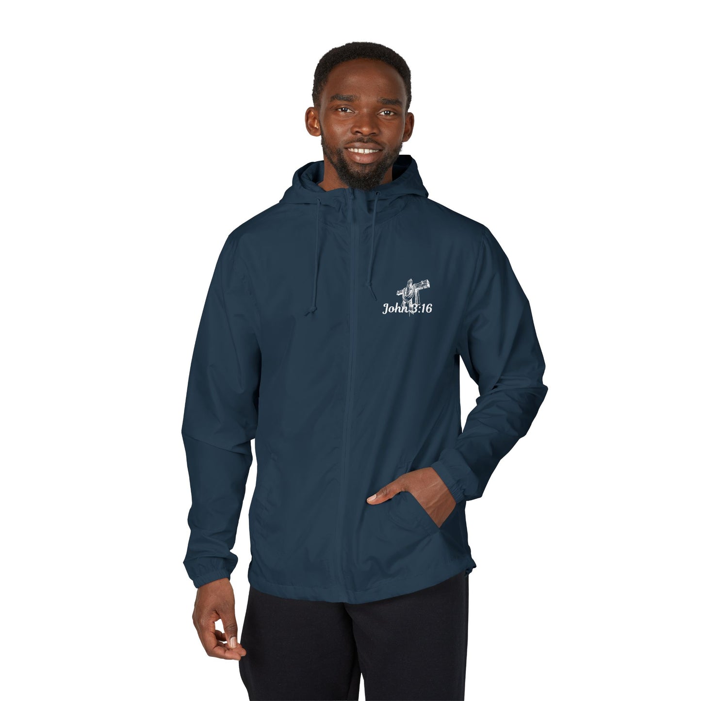 Windbreaker Jacket — John 3:16 & Cross Chest Logo