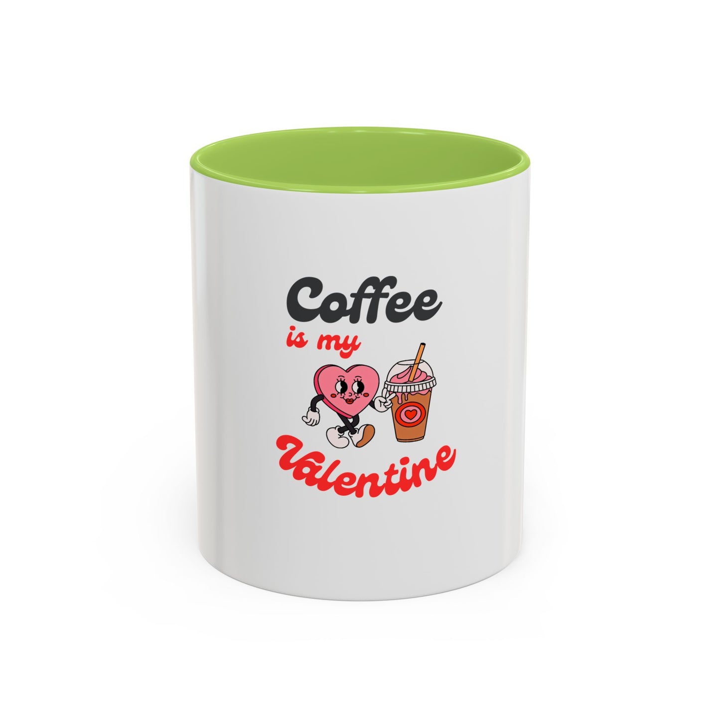 Coffee Is My Valentine Accent Mug — Cute Heart & Iced Coffee Gift (11/15oz)