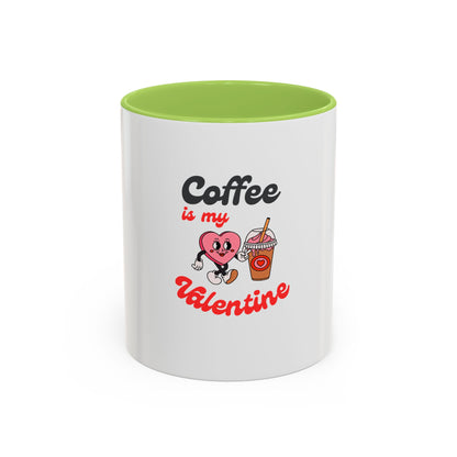 Coffee Is My Valentine Accent Mug — Cute Heart & Iced Coffee Gift (11/15oz)