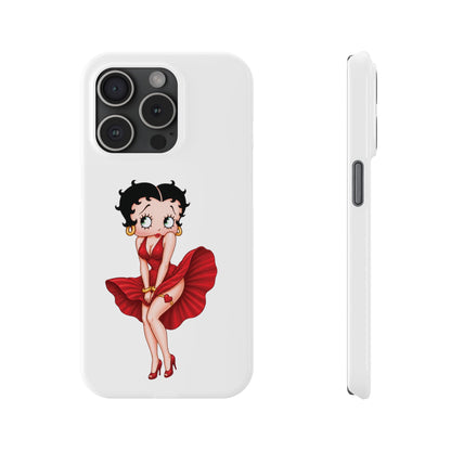 Betty Boop Red Dress Slim iPhone Case — Retro Pin-Up Cartoon Phone Cover