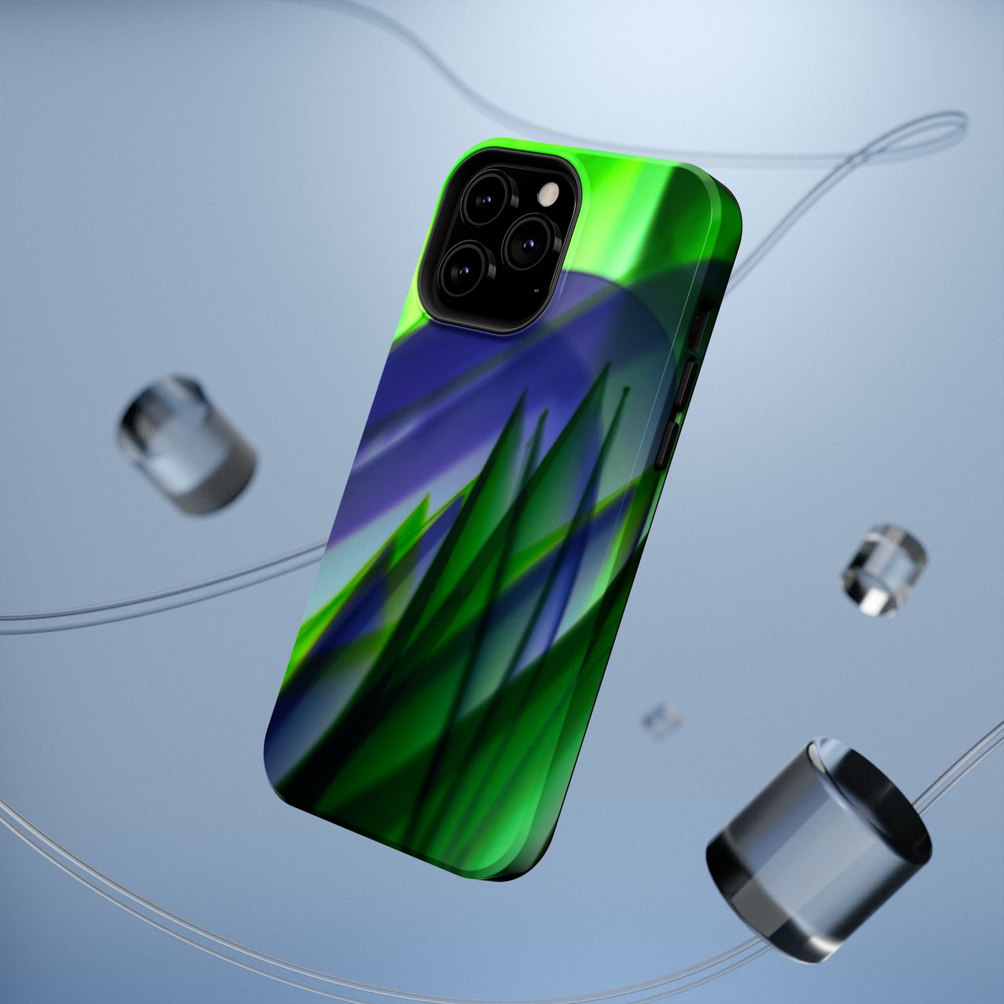 — Green Blue Abstract Wave Design Impact-Resistant Phone Case