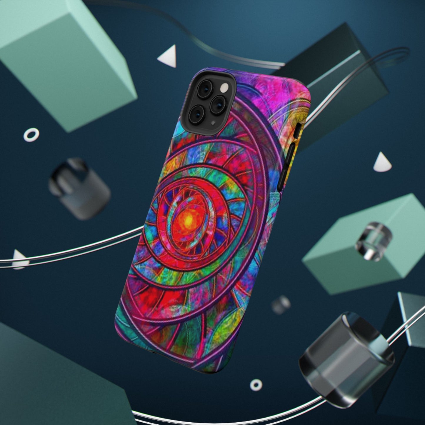 Protective Phone Case — Vibrant Abstract Mandala Impact-Resistant Design
