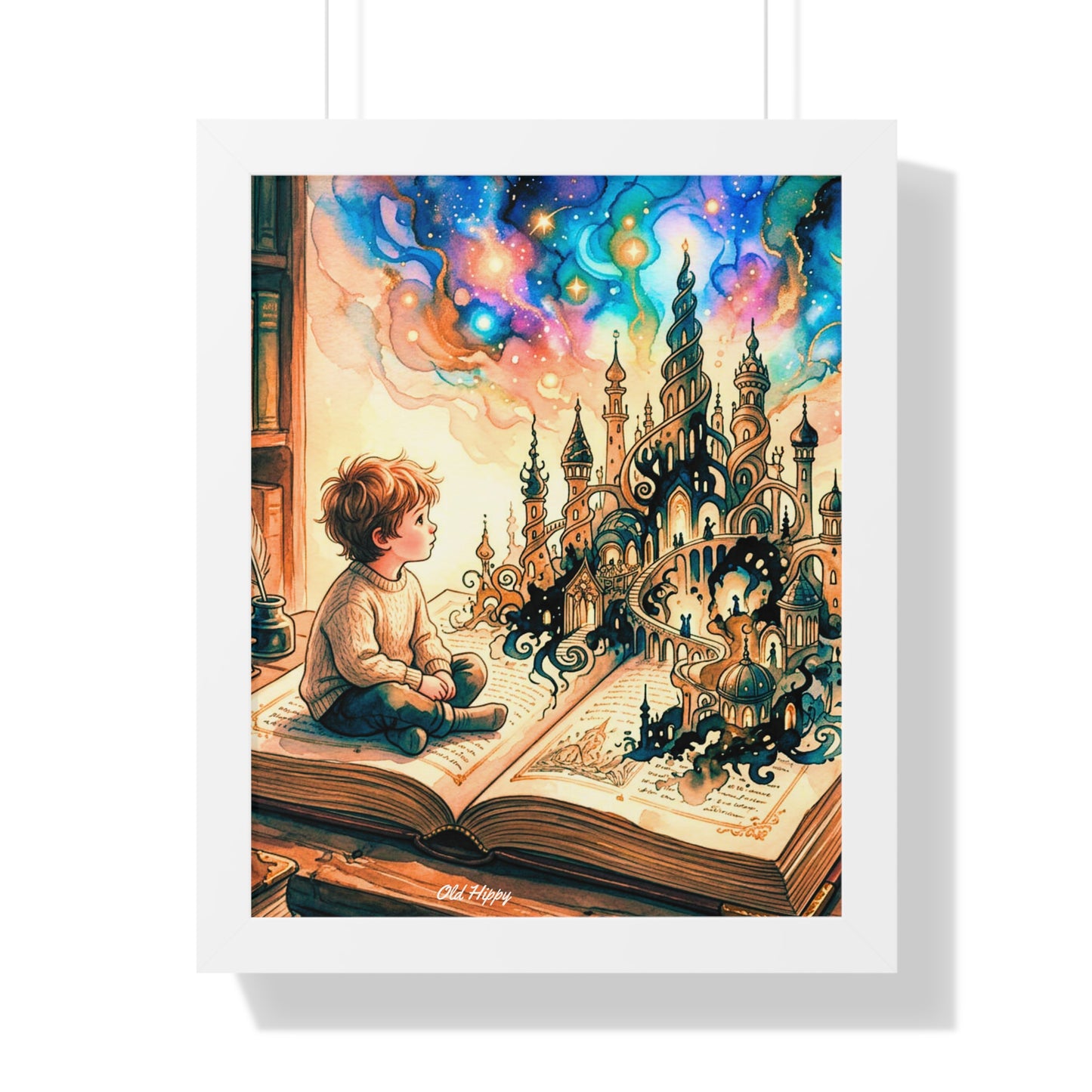 Where Words Become Worlds Wood Framed Art Print