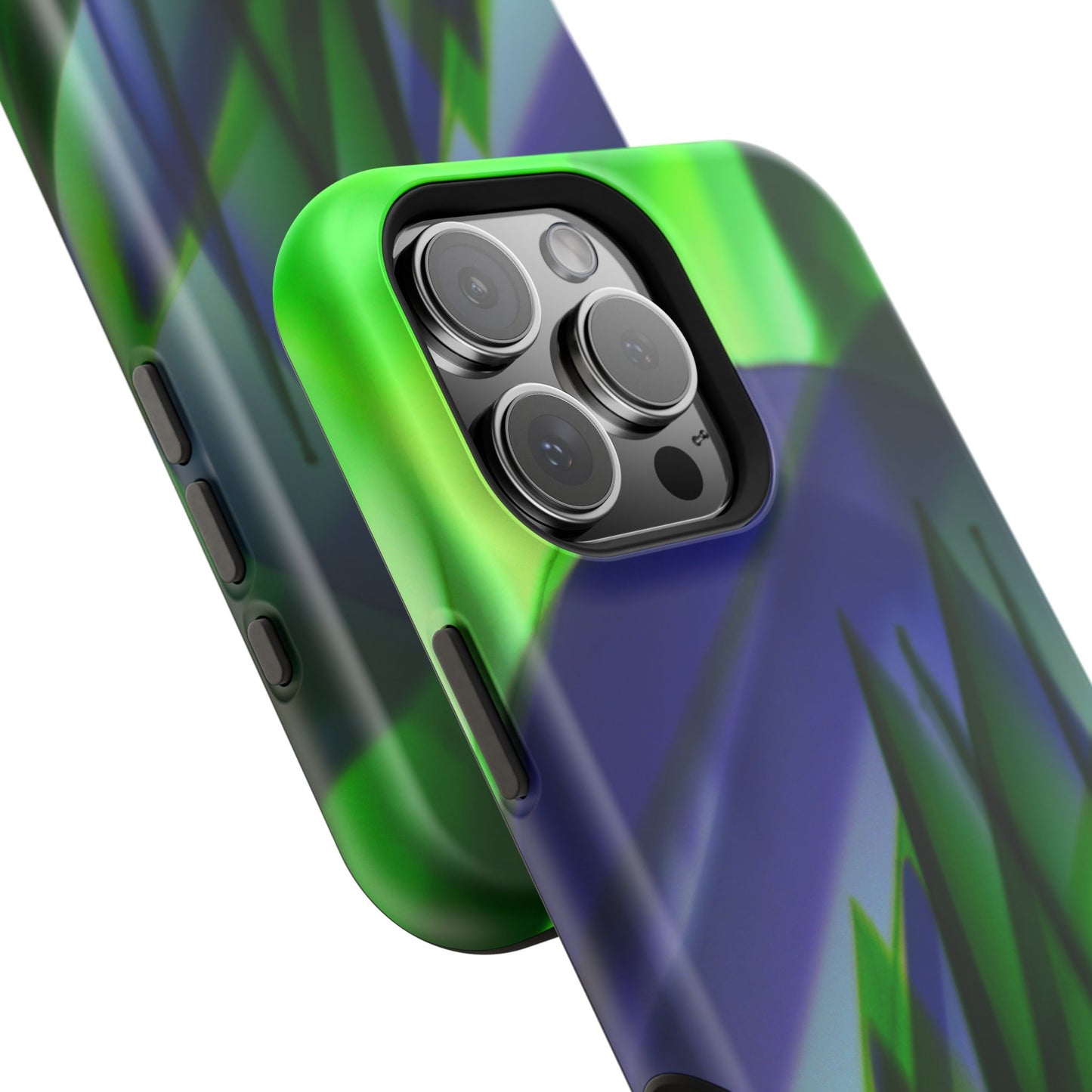 — Green Blue Abstract Wave Design Impact-Resistant Phone Case