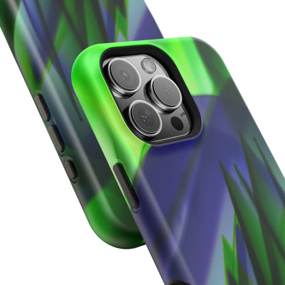 — Green Blue Abstract Wave Design Impact-Resistant Phone Case