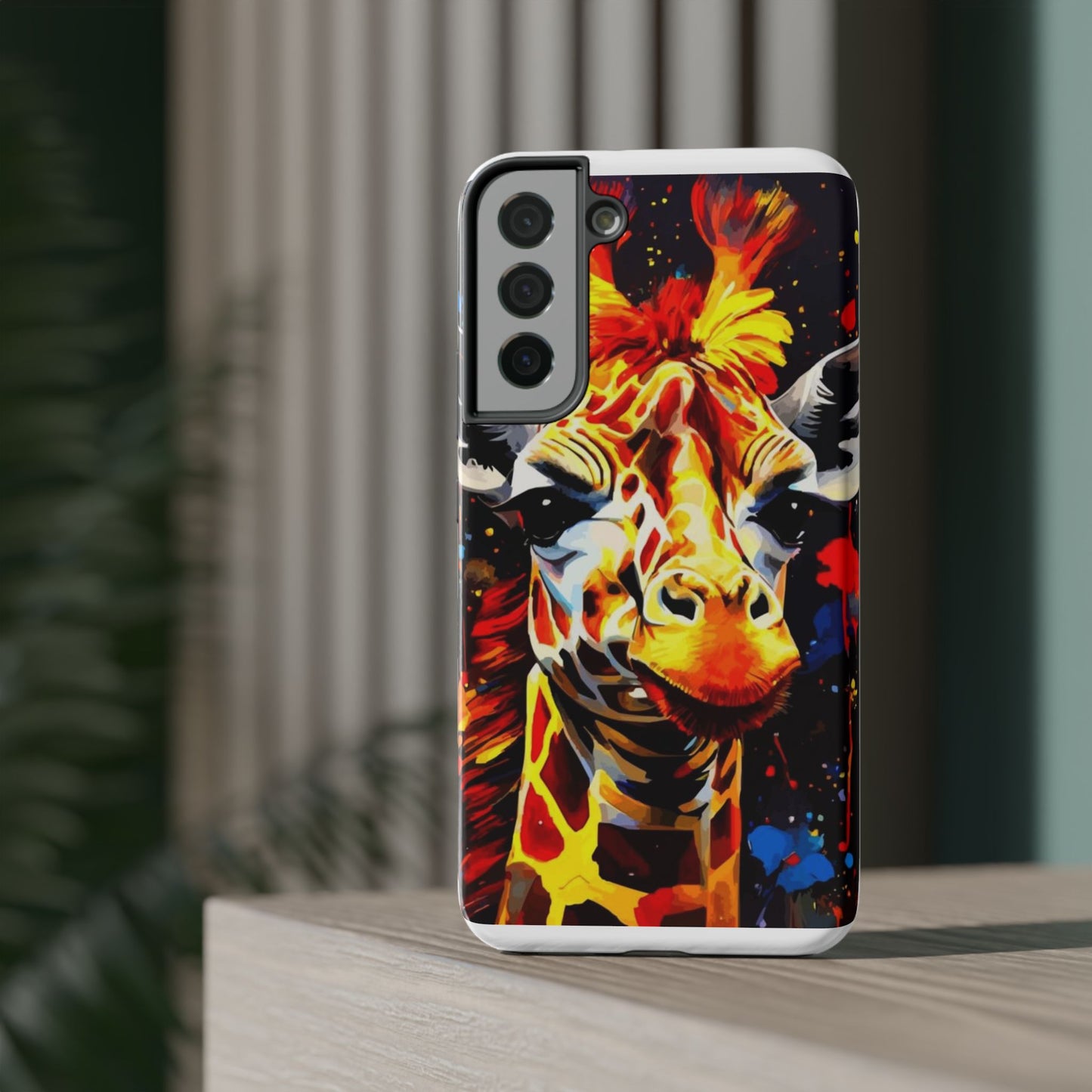 Funky Giraffe Art Impact-Resistant Phone Case —