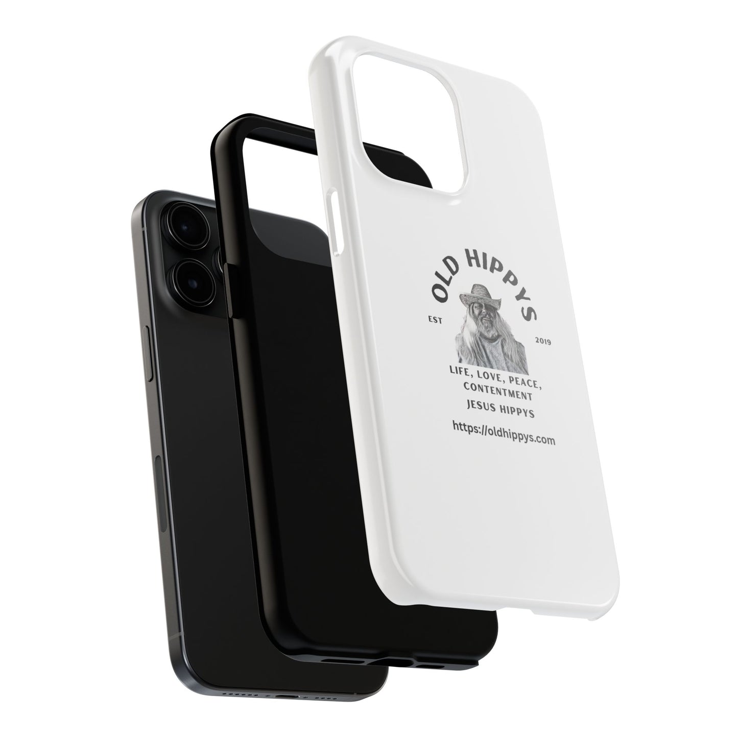 Old Hippys Phone Case — 'Life, Love, Peace, Contentment' Tough Protective Case