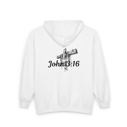 Jesus Is Lord Full-Zip Hoodie — John 3:16 Cross