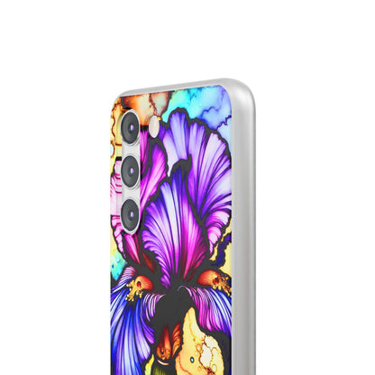 Stained Glass Iris Smartphone Case — Vibrant Purple Watercolor Phone Cover