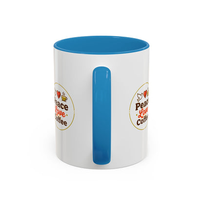 Peace Love Coffee Accent Mug - 11/15oz Ceramic Coffee Cup