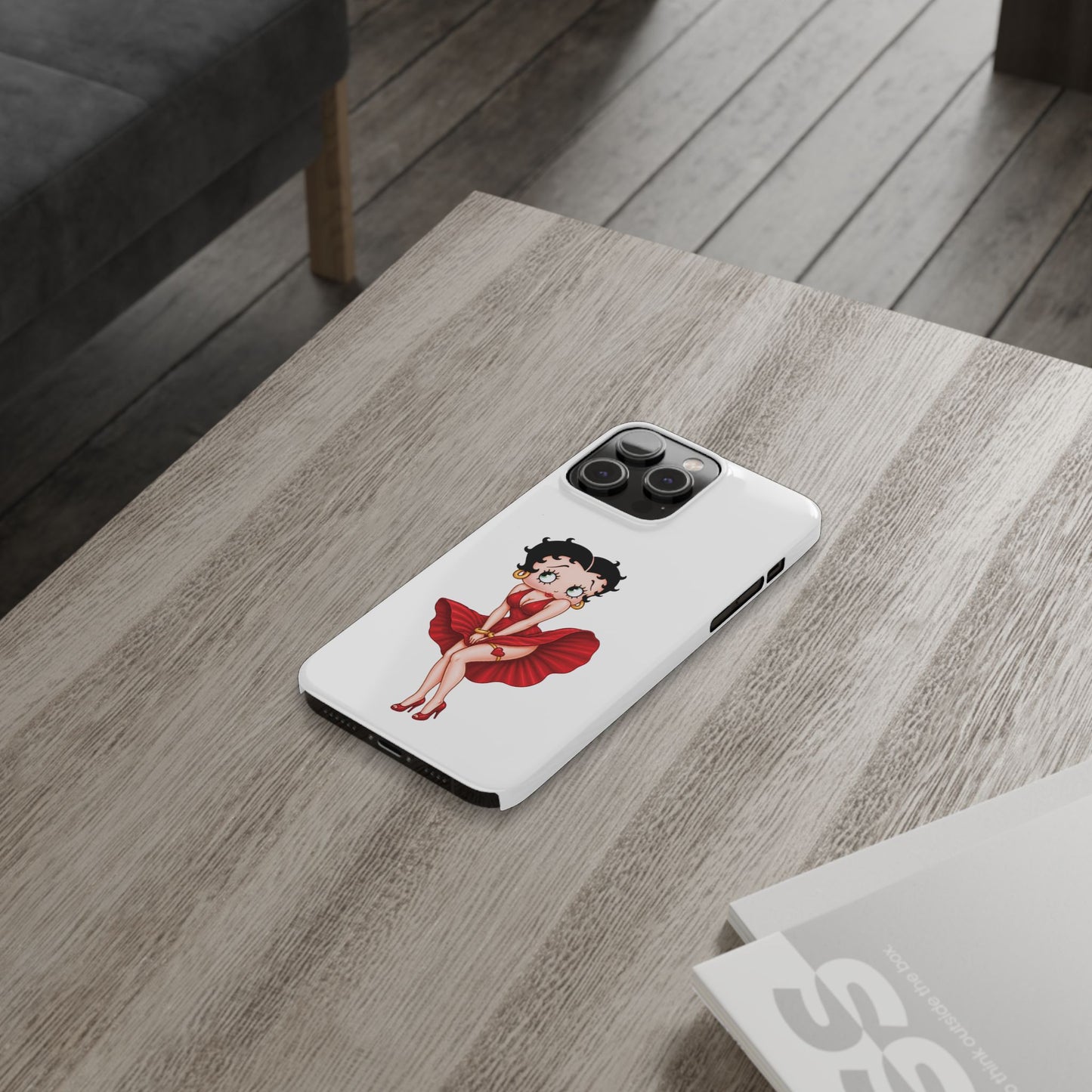 Betty Boop Red Dress Slim iPhone Case — Retro Pin-Up Cartoon Phone Cover