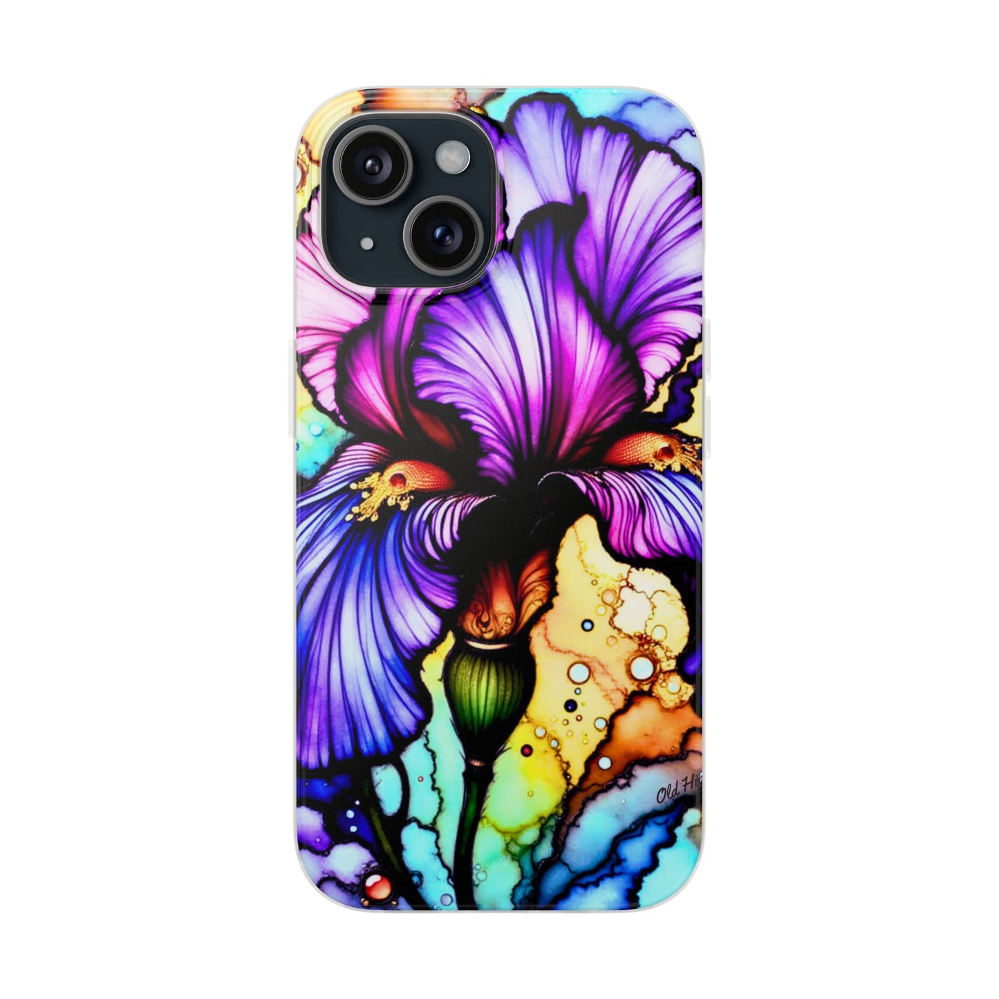 Stained Glass Iris Smartphone Case — Vibrant Purple Watercolor Phone Cover