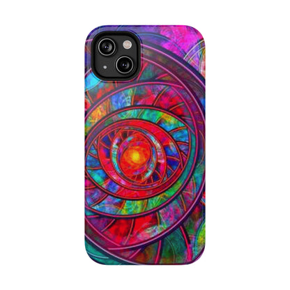 Protective Phone Case — Vibrant Abstract Mandala Impact-Resistant Design