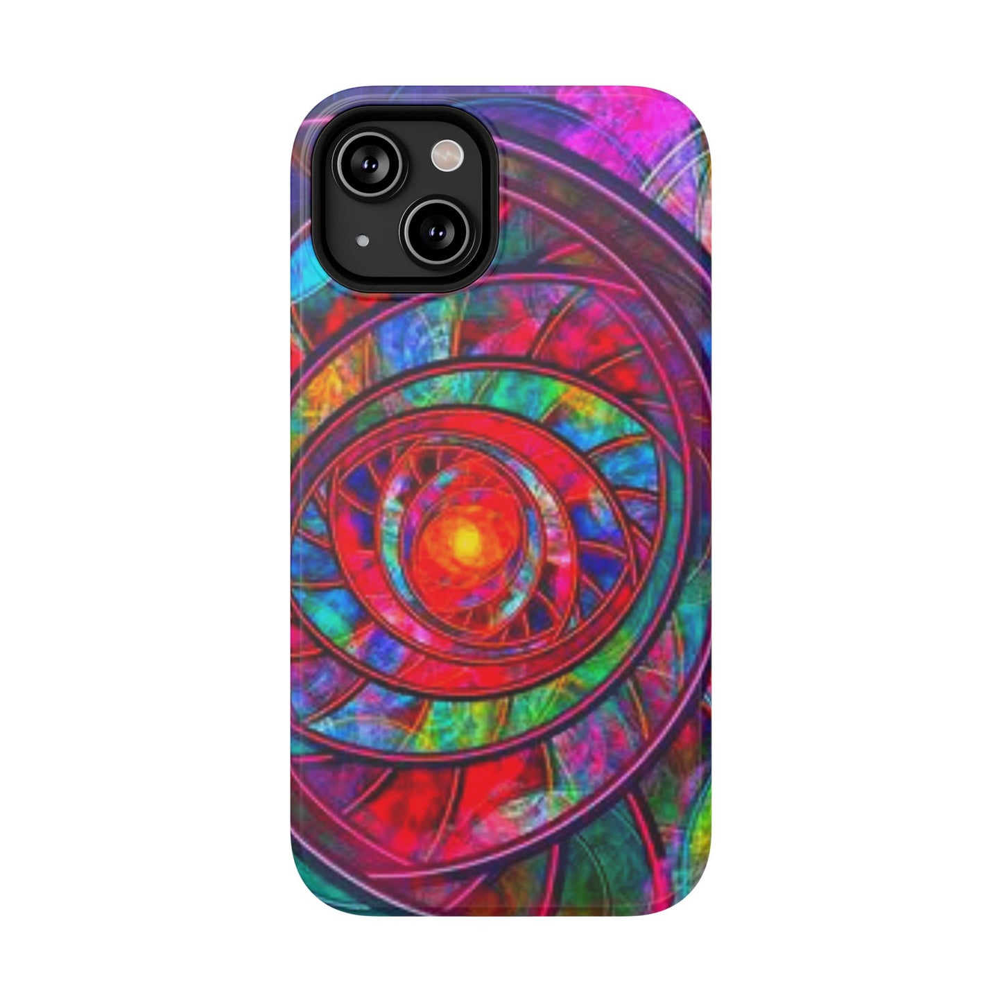 Protective Phone Case — Vibrant Abstract Mandala Impact-Resistant Design