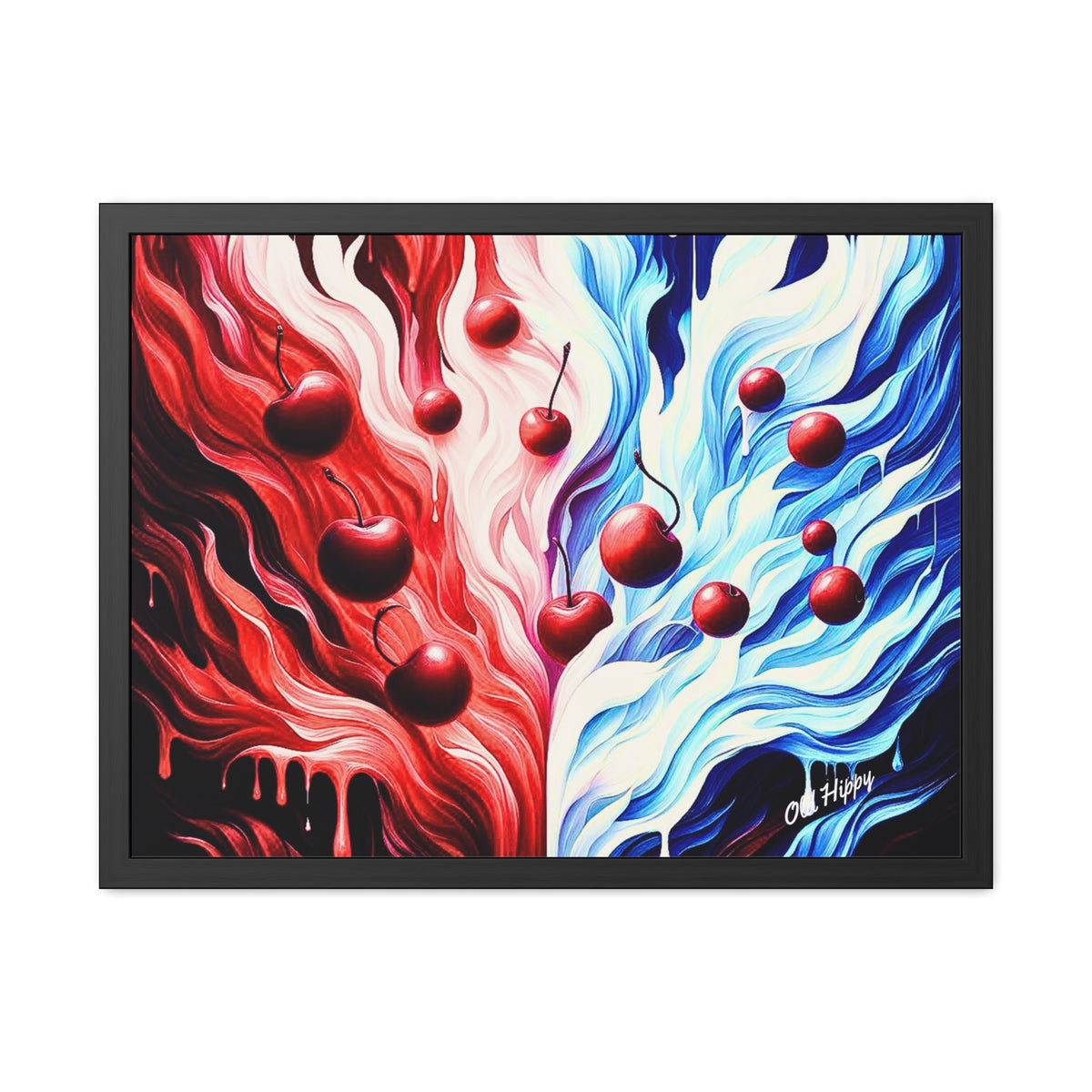 Cherry Duality Fire and Ice Framed Poster