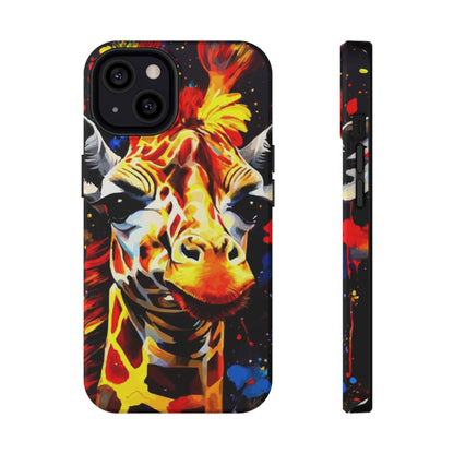 Funky Giraffe Art Impact-Resistant Phone Case —