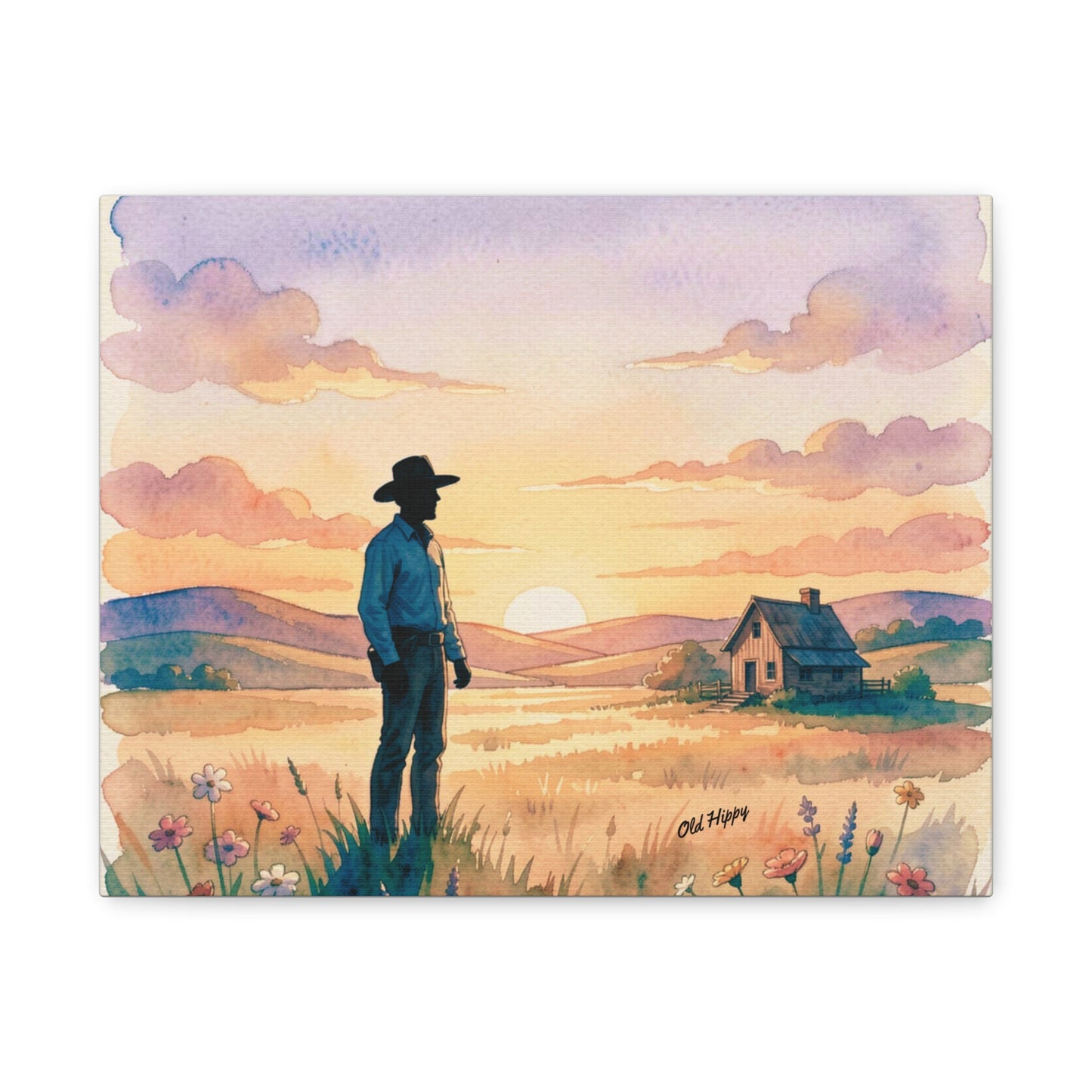 The Last Light Over the Homestead AI Canvas by Old Hippy