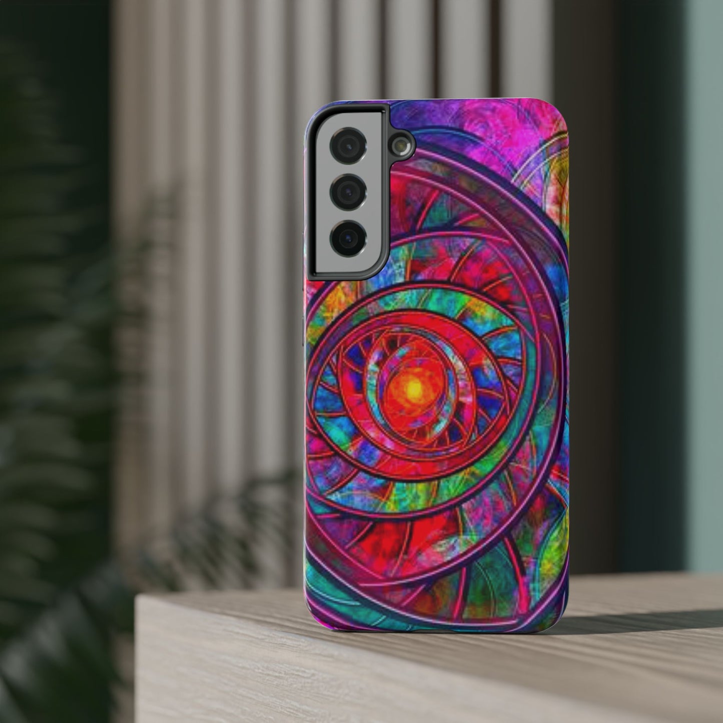 Protective Phone Case — Vibrant Abstract Mandala Impact-Resistant Design