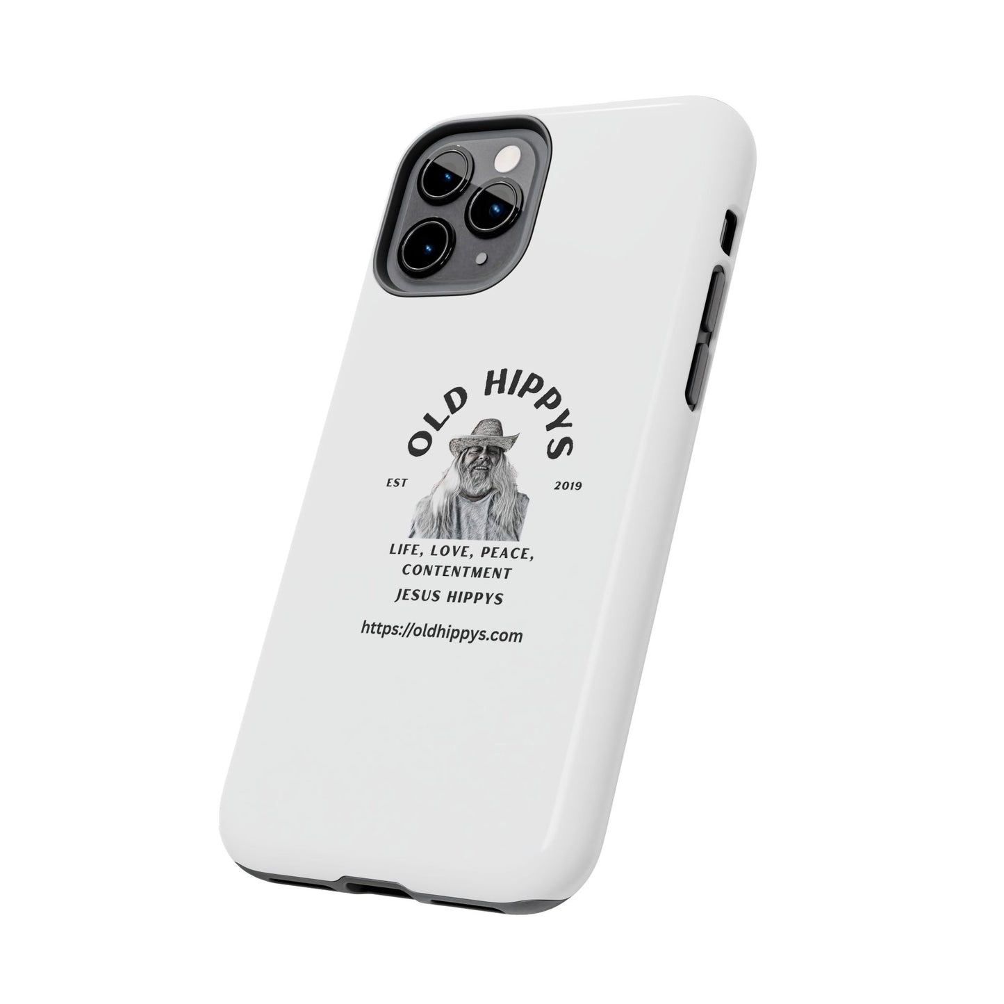 Old Hippys Phone Case — 'Life, Love, Peace, Contentment' Tough Protective Case
