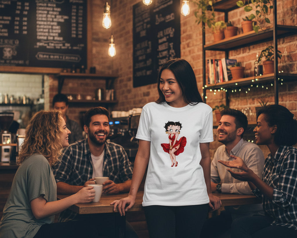 Betty Boop Red Dress T-Shirt — Retro Pinup Graphic Tee