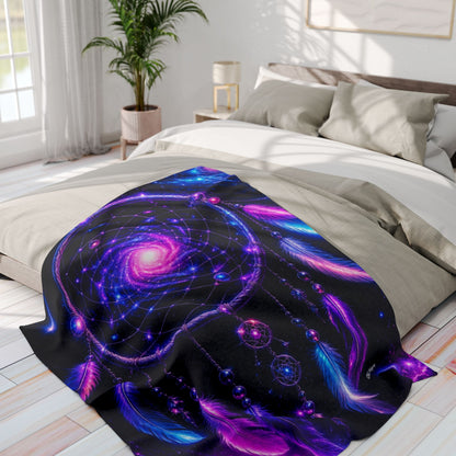 Boho Neon Dreamcatcher Arctic Fleece Blanket — Colorful Spiritual Native-Inspired Throw