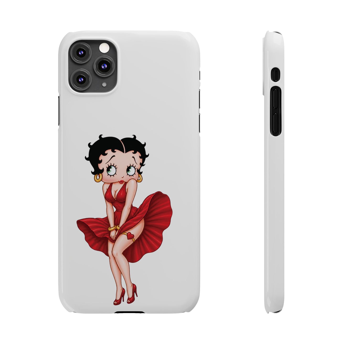 Betty Boop Red Dress Slim iPhone Case — Retro Pin-Up Cartoon Phone Cover