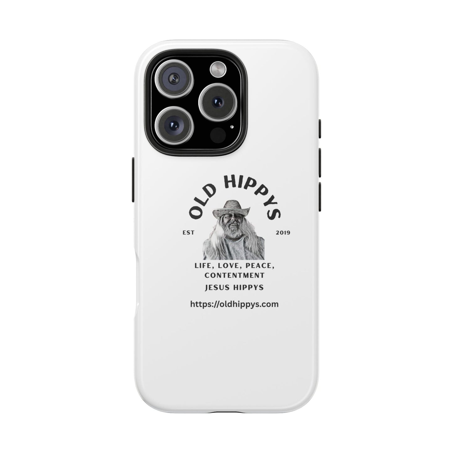 Old Hippys Phone Case — 'Life, Love, Peace, Contentment' Tough Protective Case