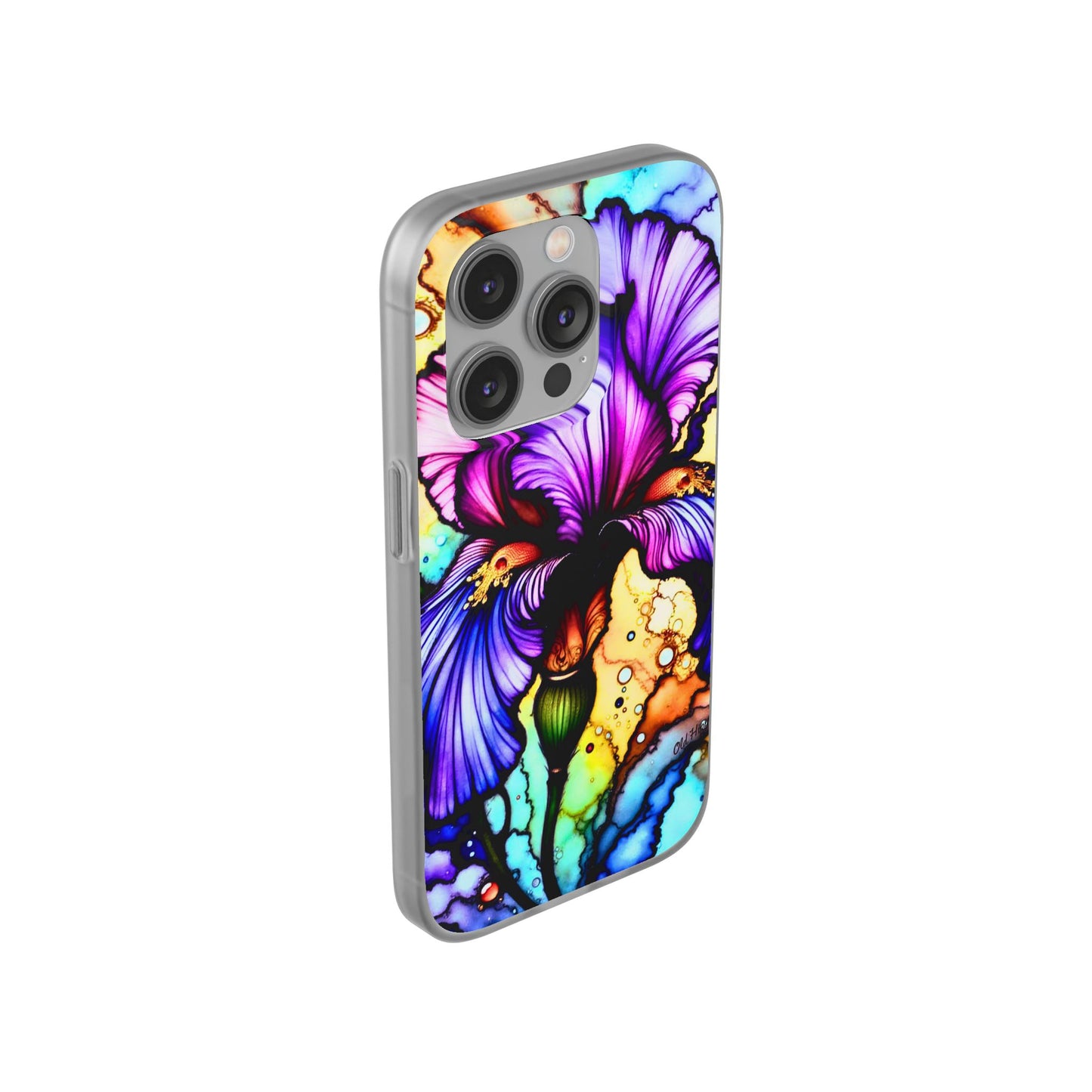 Stained Glass Iris Smartphone Case — Vibrant Purple Watercolor Phone Cover