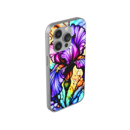 Stained Glass Iris Smartphone Case — Vibrant Purple Watercolor Phone Cover