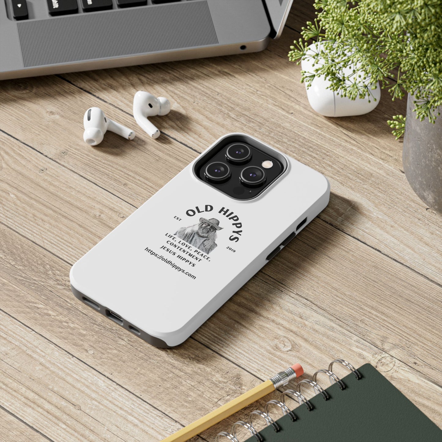 Old Hippys Phone Case — 'Life, Love, Peace, Contentment' Tough Protective Case
