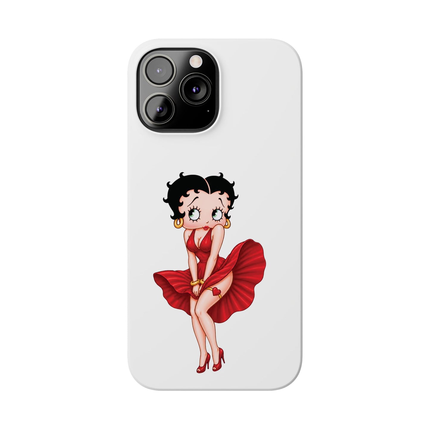 Betty Boop Red Dress Slim iPhone Case — Retro Pin-Up Cartoon Phone Cover