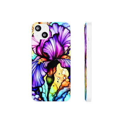 Stained Glass Iris Smartphone Case — Vibrant Purple Watercolor Phone Cover