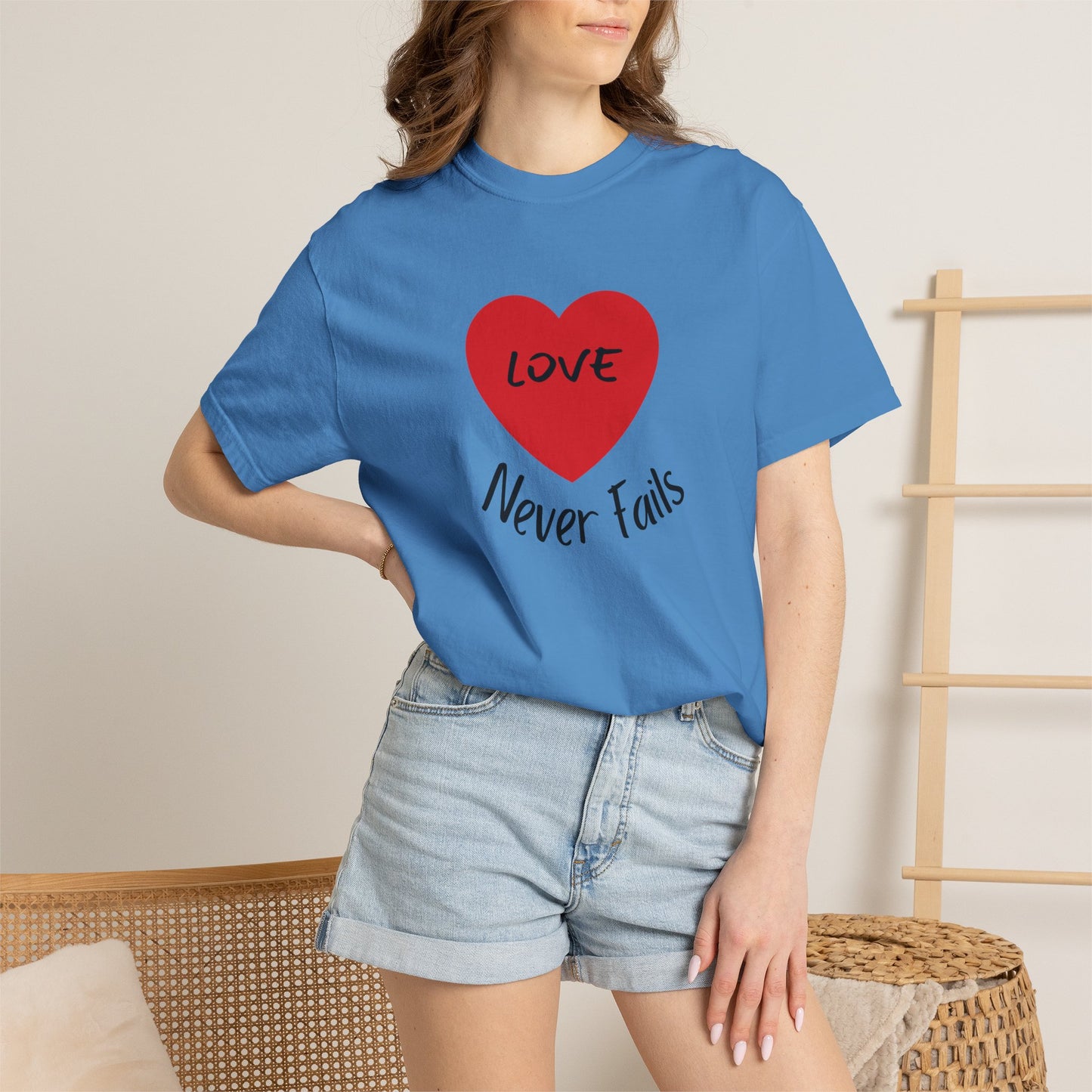 Love Never Fails 1 Corinthians 13 T-Shirt — Faith Scripture Tee