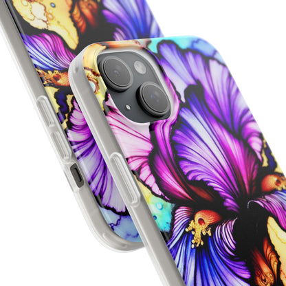 Stained Glass Iris Smartphone Case — Vibrant Purple Watercolor Phone Cover