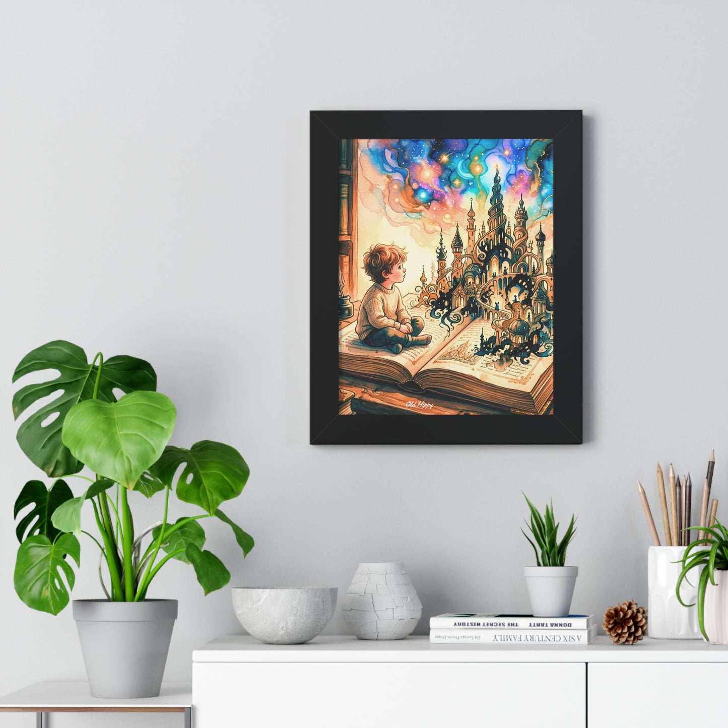 Where Words Become Worlds Wood Framed Art Print