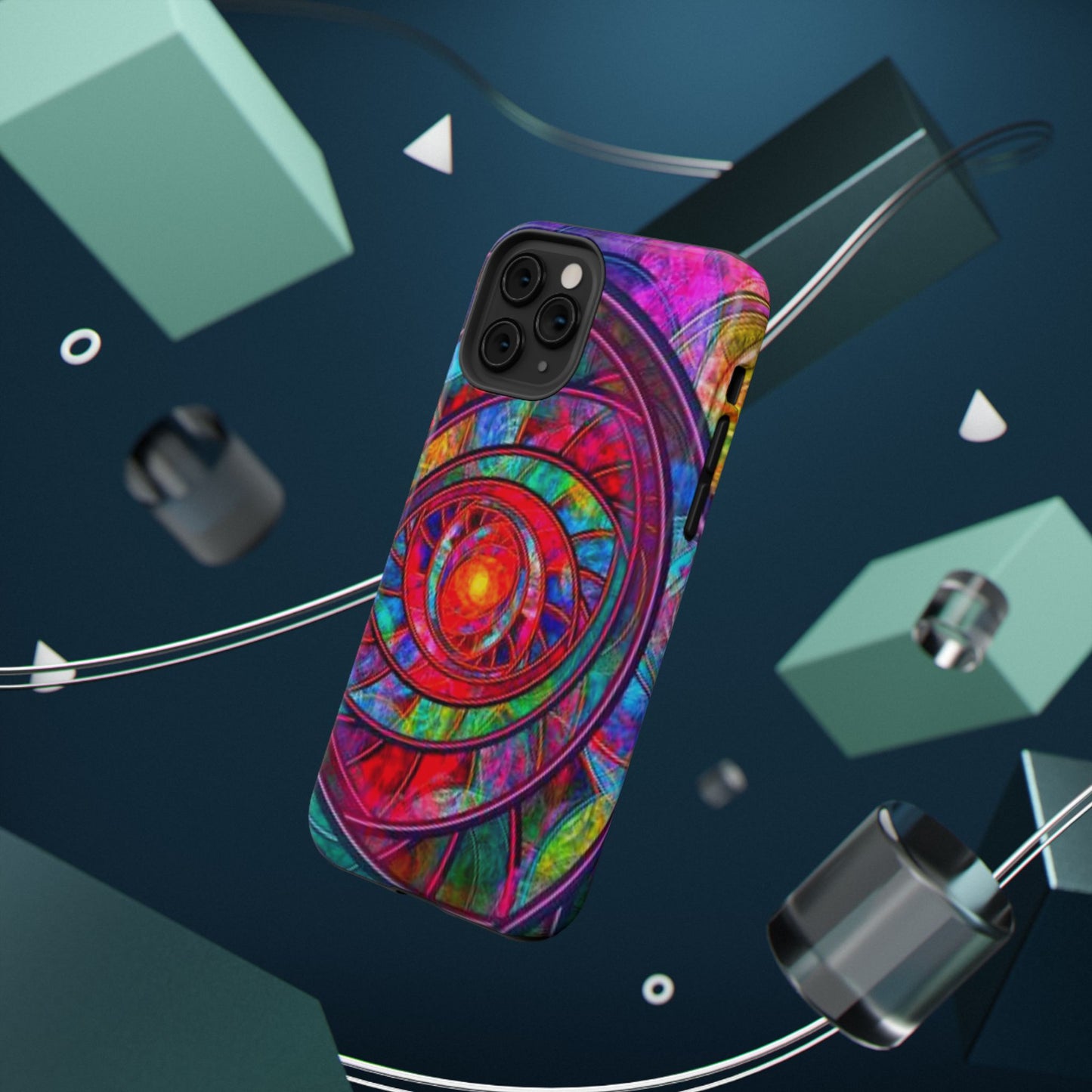 Protective Phone Case — Vibrant Abstract Mandala Impact-Resistant Design