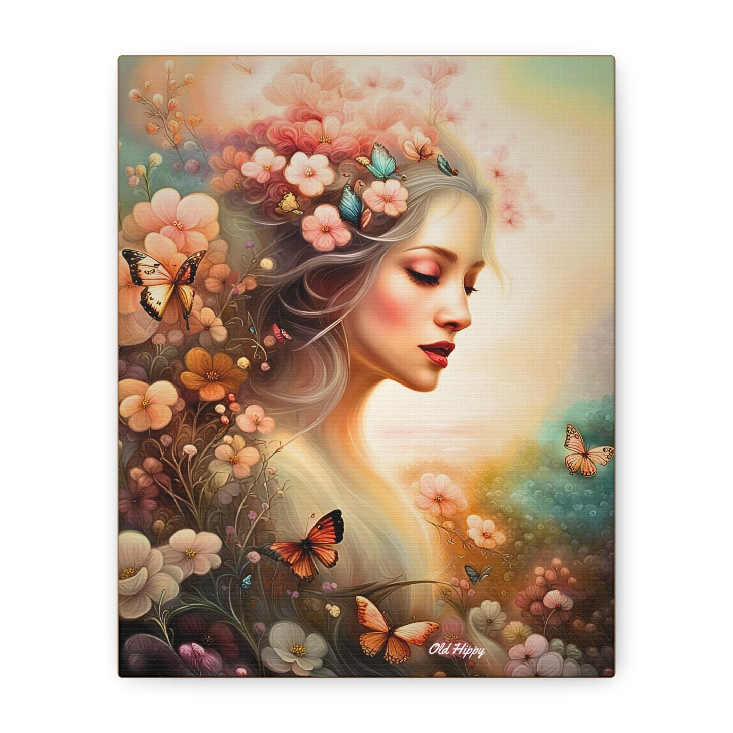 "Whispers of Spring" – Ethereal Floral Portrait Canvas
