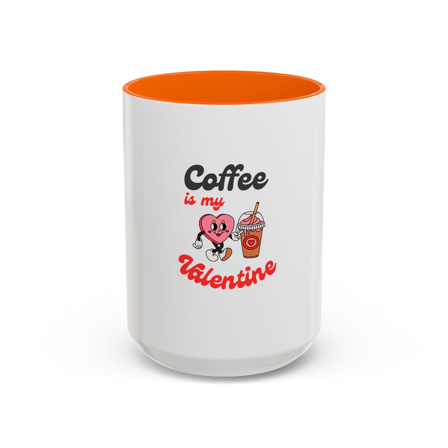 Coffee Is My Valentine Accent Mug — Cute Heart & Iced Coffee Gift (11/15oz)