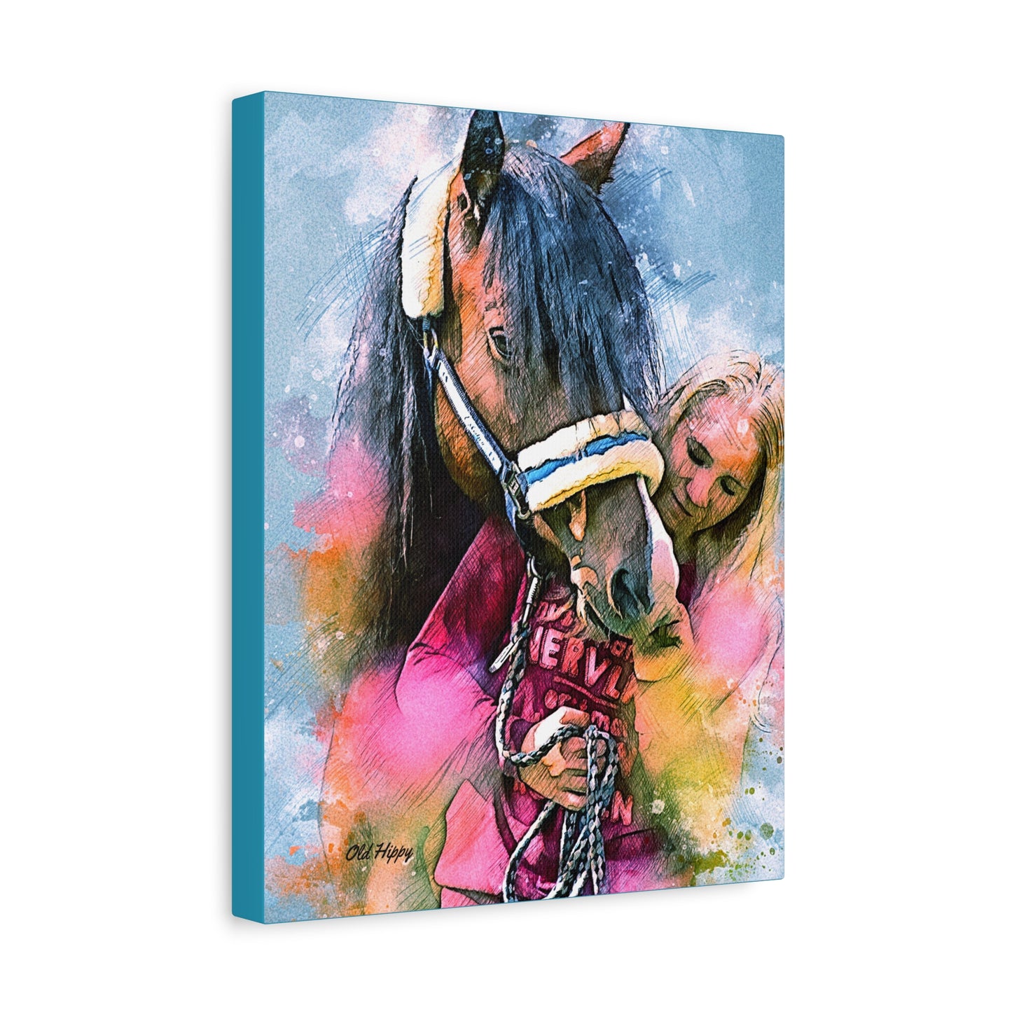 Kindred Spirits” – Girl and Horse Watercolor-Style Canvas