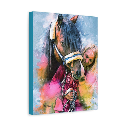 Kindred Spirits” – Girl and Horse Watercolor-Style Canvas