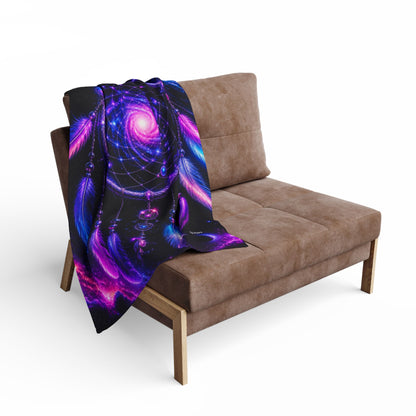 Boho Neon Dreamcatcher Arctic Fleece Blanket — Colorful Spiritual Native-Inspired Throw