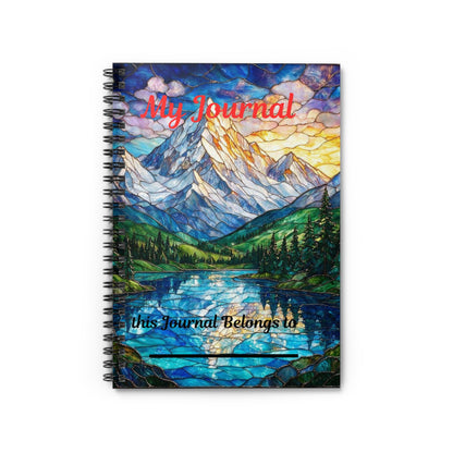 Stained Glass Mountain Lake Journal — Spiral Ruled Notebook ("My Journal" Cover)