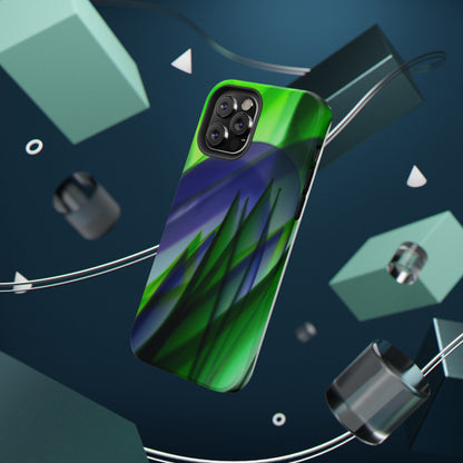— Green Blue Abstract Wave Design Impact-Resistant Phone Case
