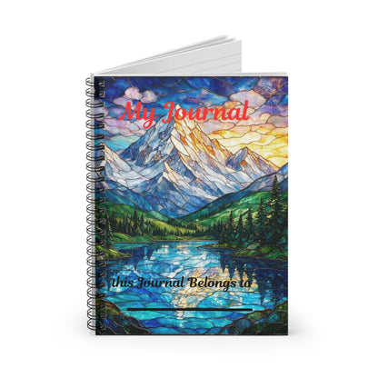 Stained Glass Mountain Lake Journal — Spiral Ruled Notebook ("My Journal" Cover)