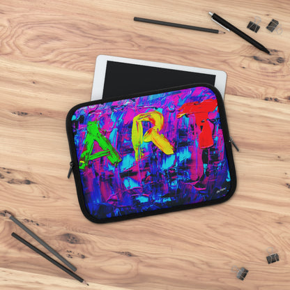 Abstract 'ART' Neon Paint Laptop Sleeve — Colorful Protective Sleeve for Artists & Creatives