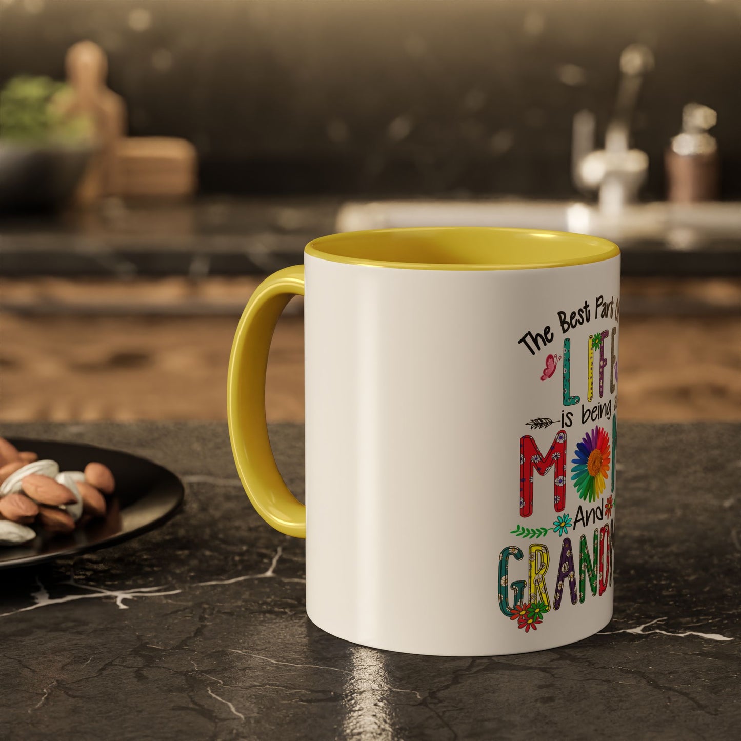 Mom and Grandma Colorful Ceramic Mug — "The Best Part of My Life is Being a Mom and Grandma" (11oz/15oz)