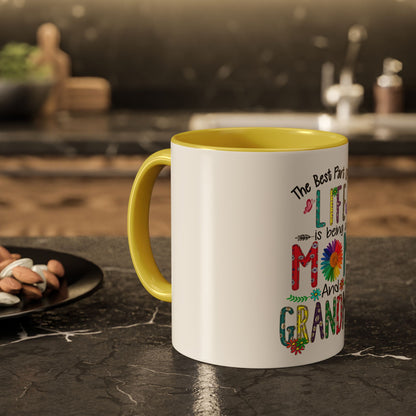 Mom and Grandma Colorful Ceramic Mug — "The Best Part of My Life is Being a Mom and Grandma" (11oz/15oz)