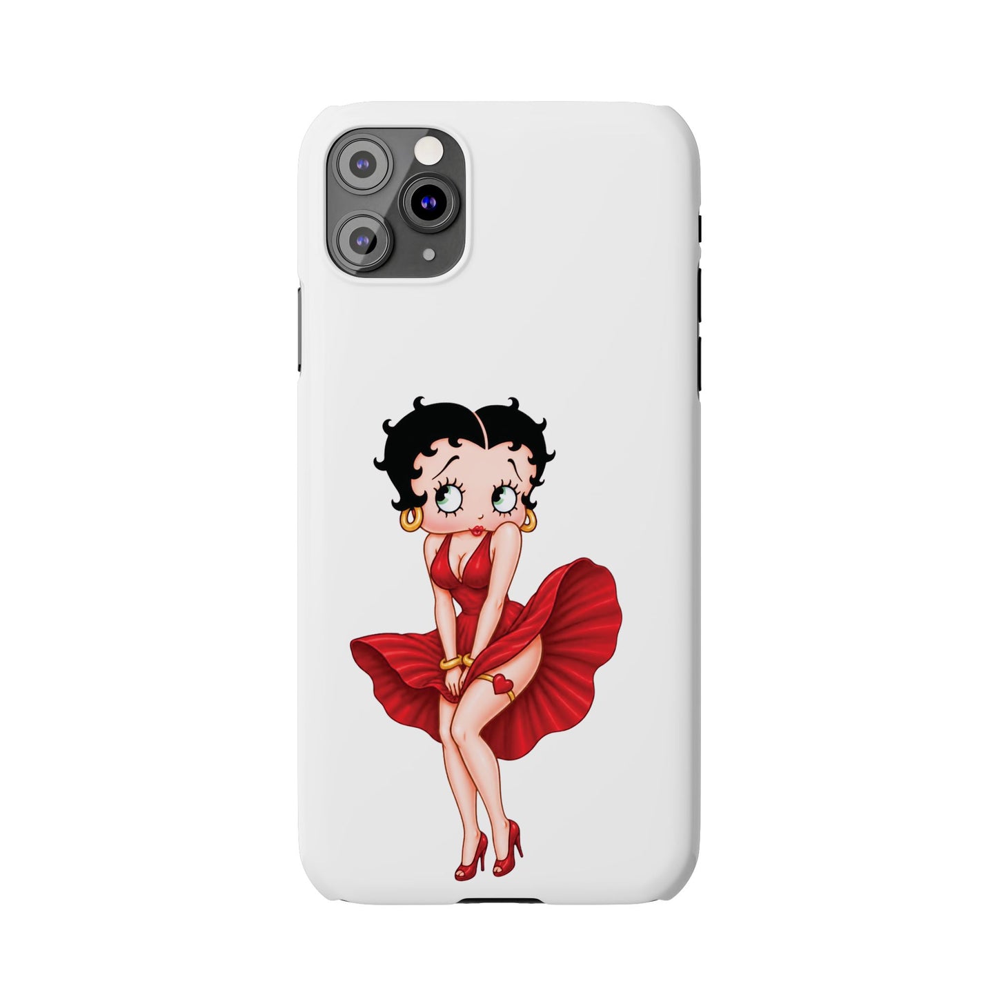 Betty Boop Red Dress Slim iPhone Case — Retro Pin-Up Cartoon Phone Cover