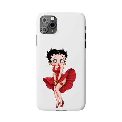 Betty Boop Red Dress Slim iPhone Case — Retro Pin-Up Cartoon Phone Cover