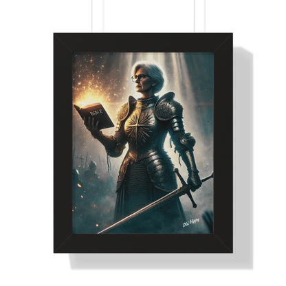 Mature Woman In Spiritual Warfare Wood Framed Poster